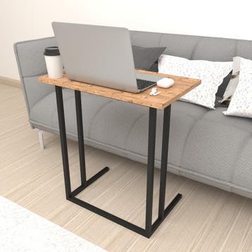 [en.casa] Bureau Högsby laptoptafel 65,5x60x35,5 cm eiken en, Huis en Inrichting, Tafels | Bijzettafels, Verzenden, Nieuw