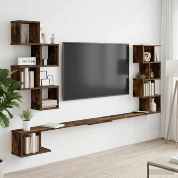 vidaXL Vaste TV Plank Gerookt eiken 160 x 15 x 94 cm Bewerkt, Verzenden, Nieuw