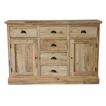 Teak dressoir twee deuren, zes ladenDressoirs, Huis en Inrichting, Kasten | Dressoirs, Ophalen of Verzenden, Nieuw
