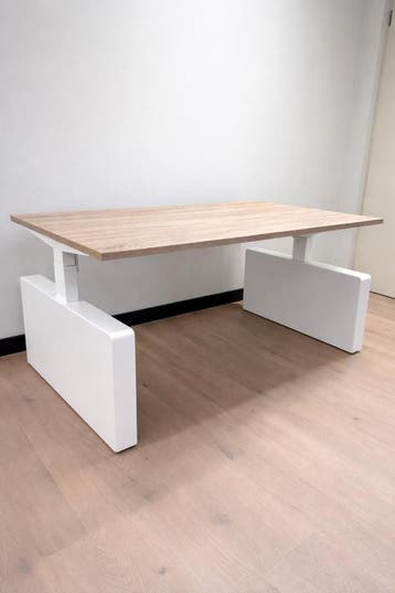 Nieuw Zit Sta Elektrisch Verstelbaar Bureau Met Wang - Wit, Verzenden, In hoogte verstelbaar, Nieuw