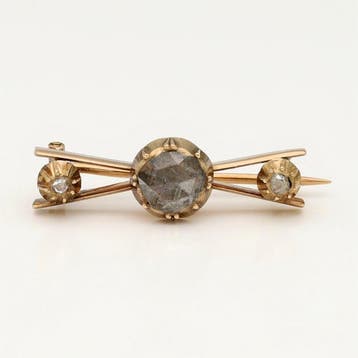 Broche - 14 karaat Geel goud, Ca. 1880-1900 Diamant