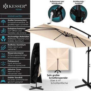 Zweefparasol - Tuinparasol - Parasol 250 cm - Met voet - Met, Tuin en Terras, Parasols, Verzenden, Zo goed als nieuw