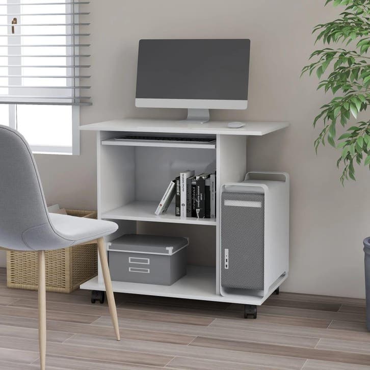 vidaXL Computerbureau 80x50x75 cm bewerkt hout wit, Huis en Inrichting, Bureaus, Nieuw, Verzenden