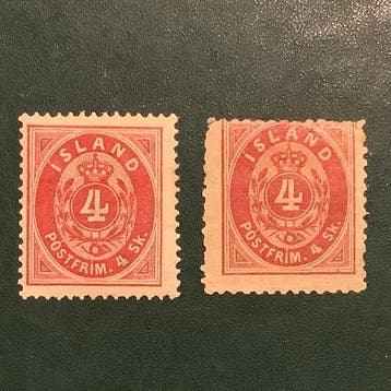 IJsland 1873 - Cijfer in Ovaal 4 Sk in beide tandingen- MH -, Gestempeld