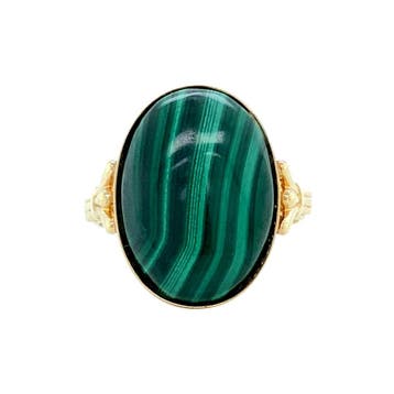 Gouden ring met malachiet 14 krt, Ophalen of Verzenden, Nieuw