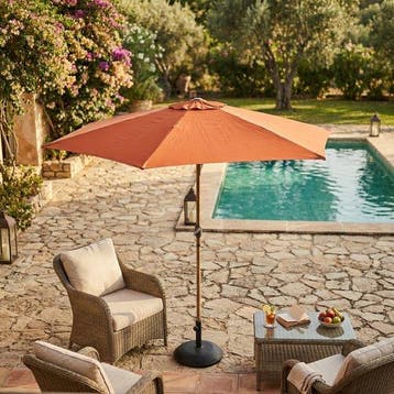 2dekans | AXI Noor Stokparasol Ø 300cm Eikenlook/terracotta, Ophalen of Verzenden, Zo goed als nieuw
