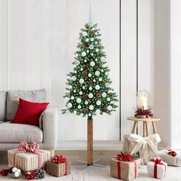 vidaXL Slanke Kerstboom Groen 180 cm PVC en massief, Verzenden, Nieuw