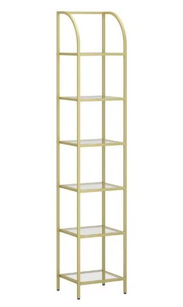 Gouden Boekenkast 6 Lagen – Staande Glas en Metaal Kast, Verzenden, Nieuw