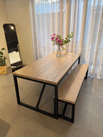 Eettafel Monopoly, 190x90x77 / eiken natuur, Overige materialen, Nieuw, Vijf personen of meer, 150 tot 200 cm