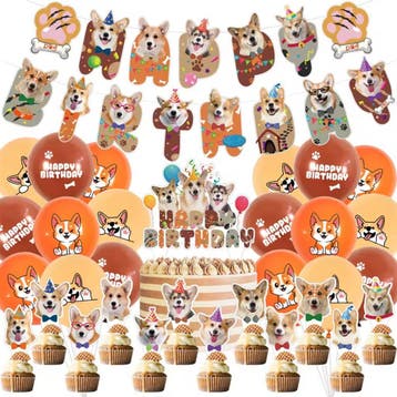 Folie ballon set Dog Party goud en 2 Cute Animal Face, Ophalen of Verzenden, Nieuw, Overige typen