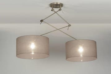 Rietveld Hanglampen - Taupe - Staal, Stof, Verzenden, Nieuw