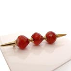 Vintage gouden grote broche met carneool, Sieraden, Tassen en Uiterlijk, Broches, Gebruikt, Overige kleuren, Ophalen of Verzenden