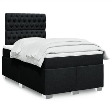 vidaXL Boxspring met matras stof zwart 120x200 cm, Verzenden, Zwart, Nieuw, Twijfelaar