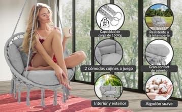 Hangstoel Lichtgrijs 80x60x140cm (Stoelen, Tafels-Stoelen), Verzenden, Nieuw