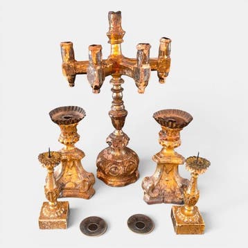 Kandelaar (5) - Hout - kerkelijke kroonluchter
