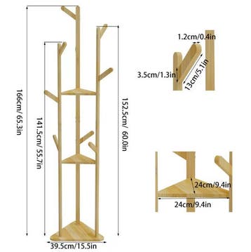 Bamboe Kapstok met 10 Haken – Vrijstaande Kleerhanger Plank, Verzenden, Nieuw