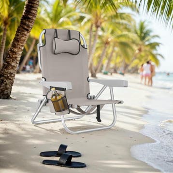 Aluminium strandstoel Coral, opvouwbaar met rugzakfunctie, Verzenden, Nieuw