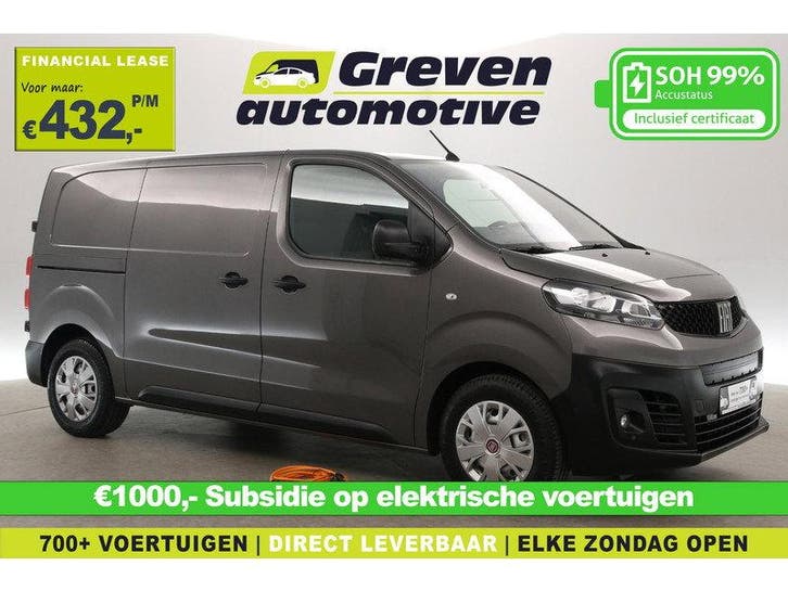 Fiat E-Scudo 75 kWh L2H1 | Snelladen | SOH 99% | Airco |, Auto's, Bestelauto's, Automaat, Elektrisch, Zilver of Grijs, Fiat