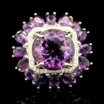 Amethist - Zilver, S925 Sterling Zilver Amethist Ring –, Nieuw