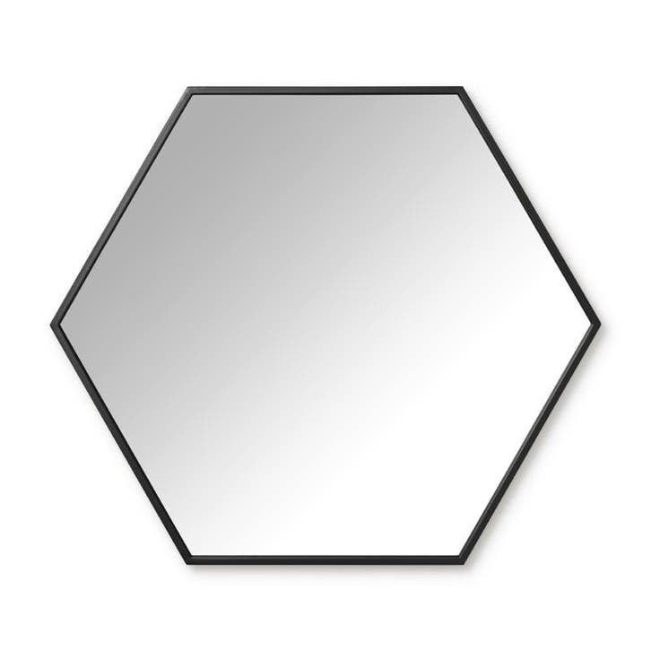 Spiegel hexagon - zwart - 73x63 cm, Huis en Inrichting, Woonaccessoires | Spiegels, Verzenden