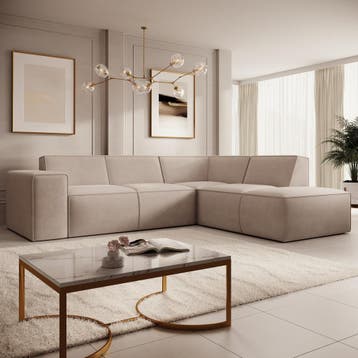 Hoekbank 4-zits beige | chaise longue rechts | nieuw, 250 tot 300 cm, Verzenden, Hoekbank, Nieuw
