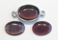 10 x Plaksteen glas cate-eye ovaal donker amethyst 10 x 1..., Ophalen of Verzenden, Nieuw, Overige typen