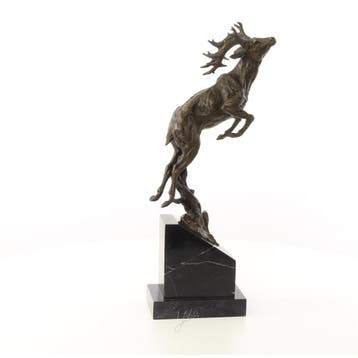 EEN BRONZEN SCULPTUUR VAN EEN SPRINGEND HERT (Interieur), Verzenden, Nieuw