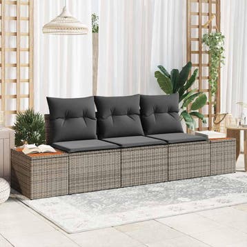 vidaXL Tuin Sofa Set 3 st 3-Aantal zitplaatsen Grijs Poly, Verzenden, Nieuw, Rotan, 3 zitplaatsen