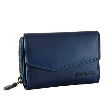 HillBurry VL77703 Dames Rits Portemonnee - Leer - Blauw, Overige merken, Nieuw, Leer, Verzenden