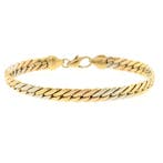 Tricolor gouden gourmet schakelarmband, Ophalen of Verzenden, Gebruikt, Overige kleuren, Goud