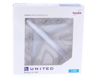 Schaal 1:500 Herpa 518581 United Airlines Boeing 747-400..., Ophalen of Verzenden, Zo goed als nieuw