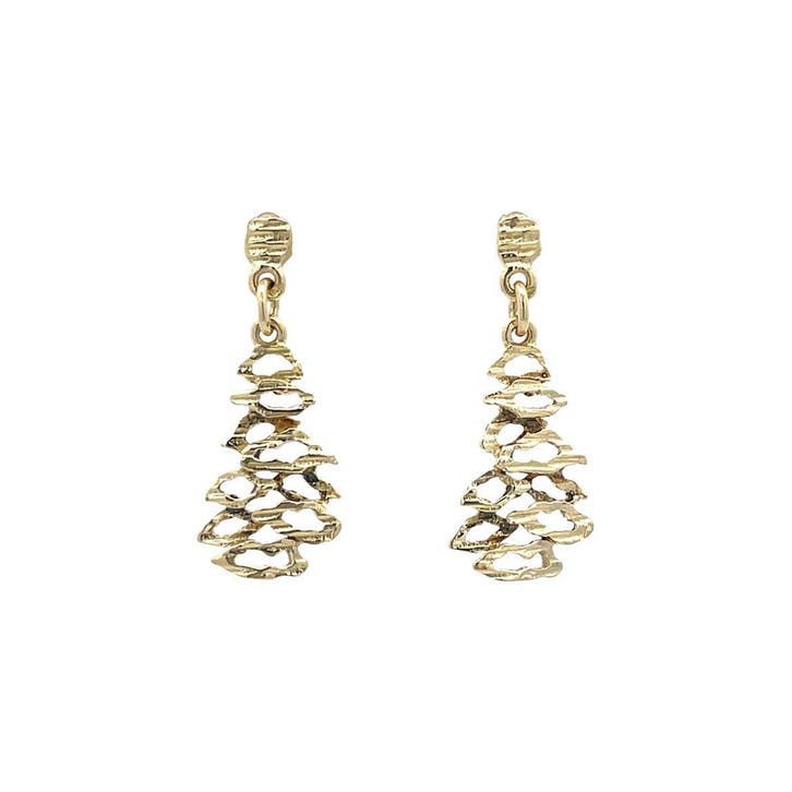 Gouden oorstekers met hanger 14 karaat, Sieraden, Tassen en Uiterlijk, Oorbellen, Goud, Zo goed als nieuw, Verzenden