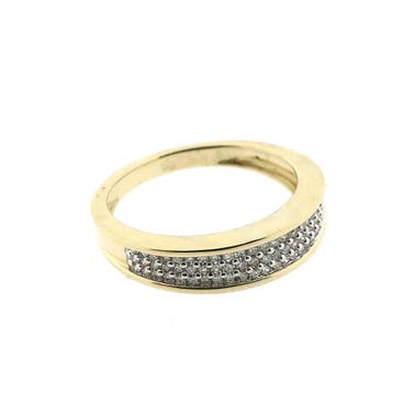 Gouden ring pavé gezet met diamanten; 0,38 ct., Gebruikt, Ophalen of Verzenden, Kleiner dan 17, Met edelsteen