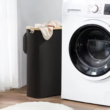 Smalle wasmand met deksel en afneembare waszak 60 L, Verzenden, Nieuw