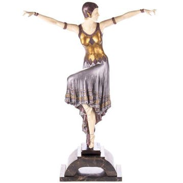 sculptuur, Sculpture Art Déco – Danseuse chryséléphantine