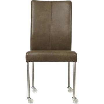 Set van 6 Leren eetkamerstoelen Comfort met wieltjes -, Huis en Inrichting, Stoelen, Ophalen of Verzenden, Nieuw, Leer