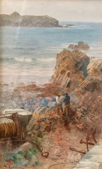 William Casley (1853–1918) - Lobstermen (Pescatori di, Antiek en Kunst, Kunst | Schilderijen | Klassiek