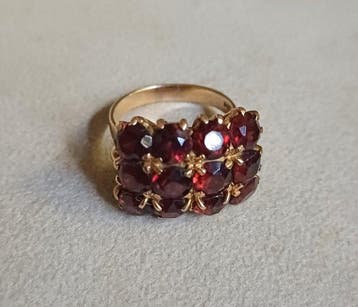 Ring - 18 karaat Geel goud Granaat - Granaat - Alto, Sieraden, Tassen en Uiterlijk, Nieuw