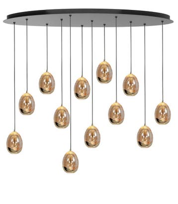 High light | Hanglamp | Amber | Golden Egg | 12 lichts, Huis en Inrichting, Ophalen of Verzenden, Nieuw, Glas, Modern