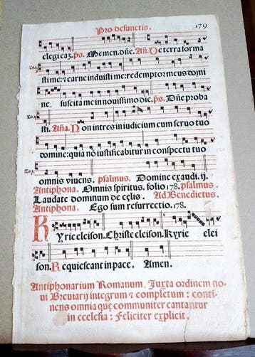 Catholic Church - Antiphonarium Romanum sheet Italian Venice
