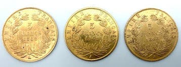 Frankrijk. Napoléon III. 5 Francs 1868 (lot de 3 monnaies)