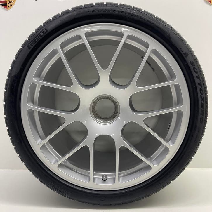 Porsche 997 Turbo/GTS 19 RS Spyder zilver met banden 8MM, Auto-onderdelen, Banden en Velgen, 19 inch, 305 mm, Personenwagen, Gebruikt