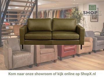 Leren bank Match - 2,5 zits - Rancho Green (olijf/groen) -, Huis en Inrichting, Banken | Bankstellen, 150 tot 200 cm, Nieuw, Ophalen of Verzenden