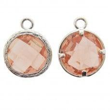 Bedel metaal cubic zirconia zilver 13x17mm oranje (Bedels), Ophalen of Verzenden, Nieuw, Bedel