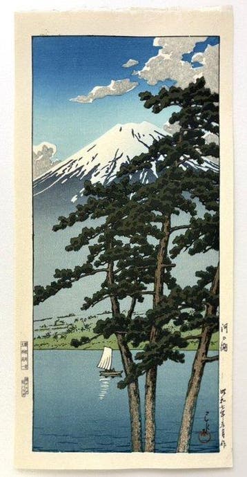 “Lake Kawaguchi / Kawaguchiko”  - Kawase Hasui - Japan, Antiek en Kunst