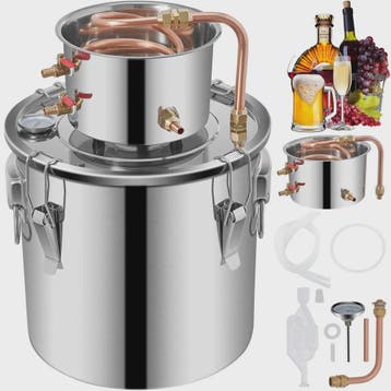 VEVOR 19L RVS Alcohol Distilleerder - Koperen Koeler voor Wi, Verzenden, Nieuw