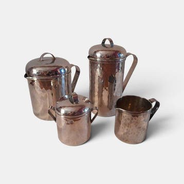 Theepot - Verzilverd - Set in verzilverd della, Antiek en Kunst