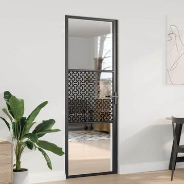 vidaXL Glazen deur 76 x 3,5 x 201,5 cm Aluminium Zwart, Doe-het-zelf en Verbouw, Deuren en Horren, Verzenden, Nieuw