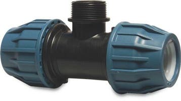 Pe draad T-stuk 90°, 2x klem / 1x buitendraad-50 mm x 2”, Verzenden, Nieuw
