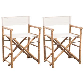 vidaXL Regisseursstoelen 2 st inklapbaar bamboe en canvas, Tuin en Terras, Tuinstoelen, Verzenden, Nieuw, Hout